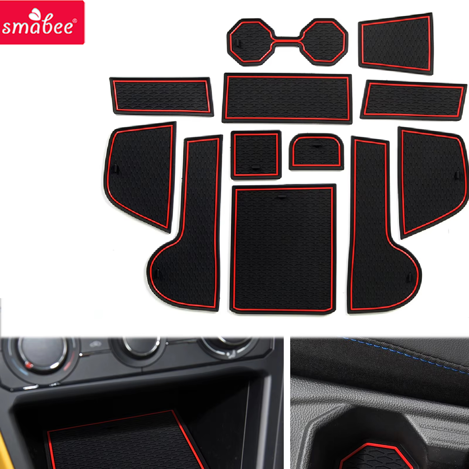 Smabee  for VW Volkswagen POLO MK6 AW 2018 - 2025 Anti-slip Gate Slot Mat Door Groove Cup Holder Pad Car  Interior Accessories