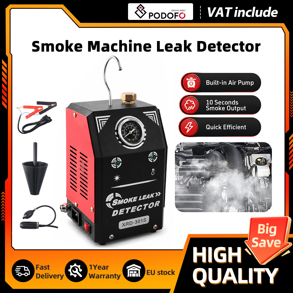 Podofo Máquina de Humo EVAP Automotriz, Detector de Fugas, Generador de Humo para Tuberías, Herramienta de Diagnóstico de Sistemas de Vehículos, Probador de Vacío EVAP de 12V DC para Reparación de Automóviles