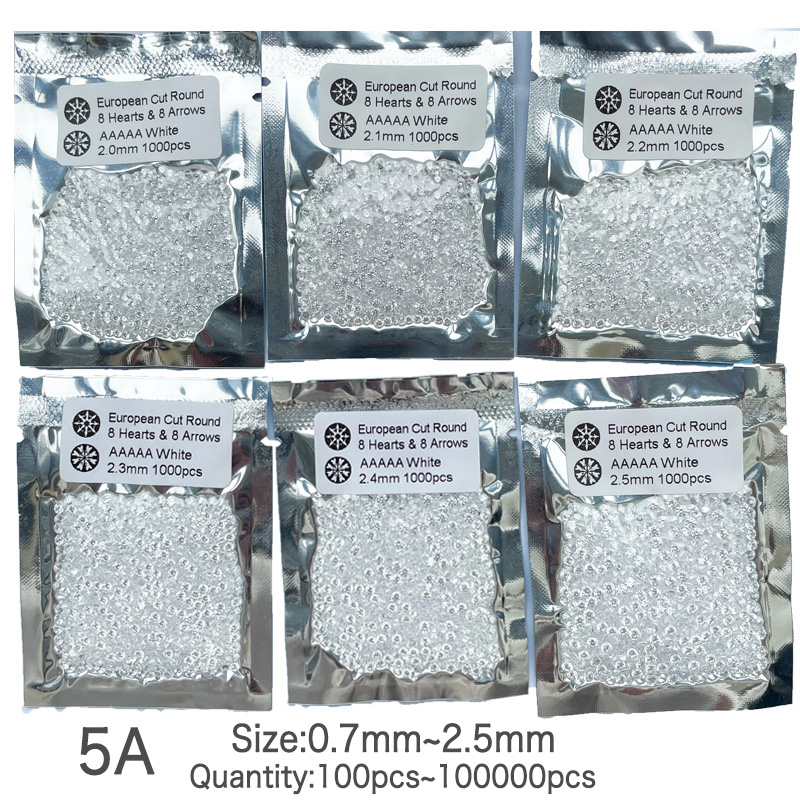 Zircônias Cúbicas Brancas Redondas de Alta Qualidade, Tamanho Pequeno 0.7~2.4mm, 100PCS~10000PCS, para Conjuntos de Joias e Pulseiras DIY