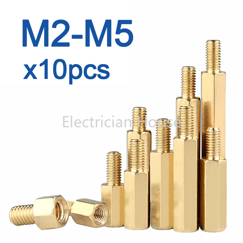 10 Cái/lốc M2 M2.5 M3 M4 M5 Lục Giác Bằng Đồng Khoảng Cách Ốc Vít Ren Trụ Cột PCB Máy Tính Bo Mạch Chủ Máy Tính Standoff Không Gian Siêu Tốc