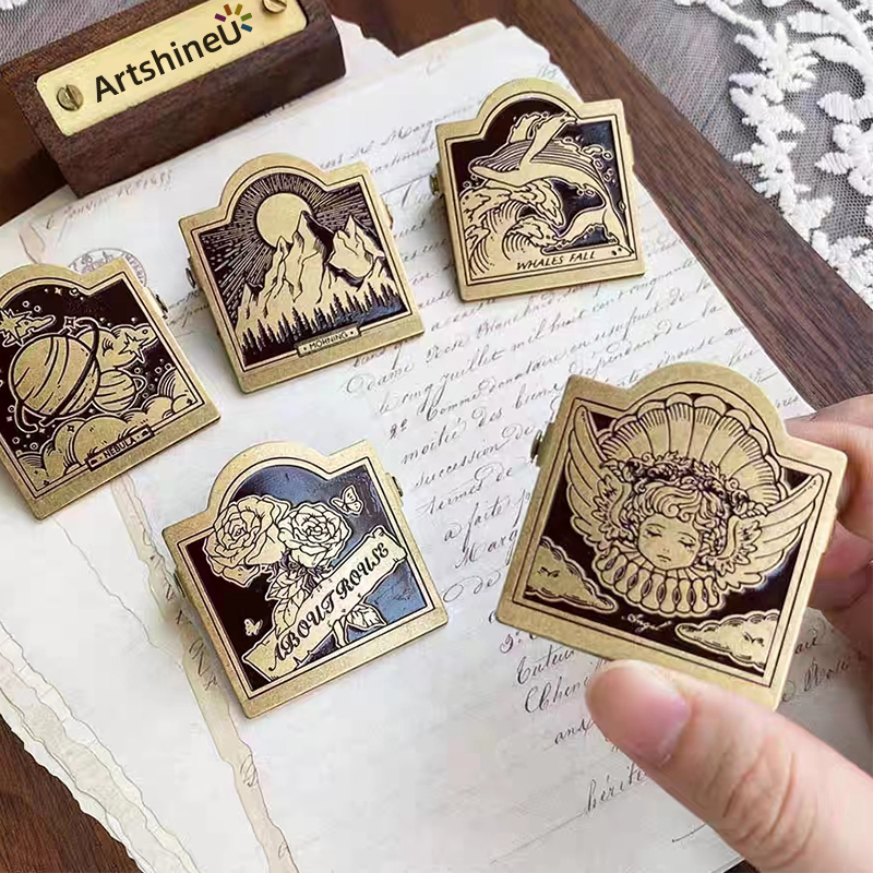 Clip en laiton vintage, livre d'aquarelle mémo carnet de notes décoration pince mignonne papeterie reciepts classeur clip spécifications multiples