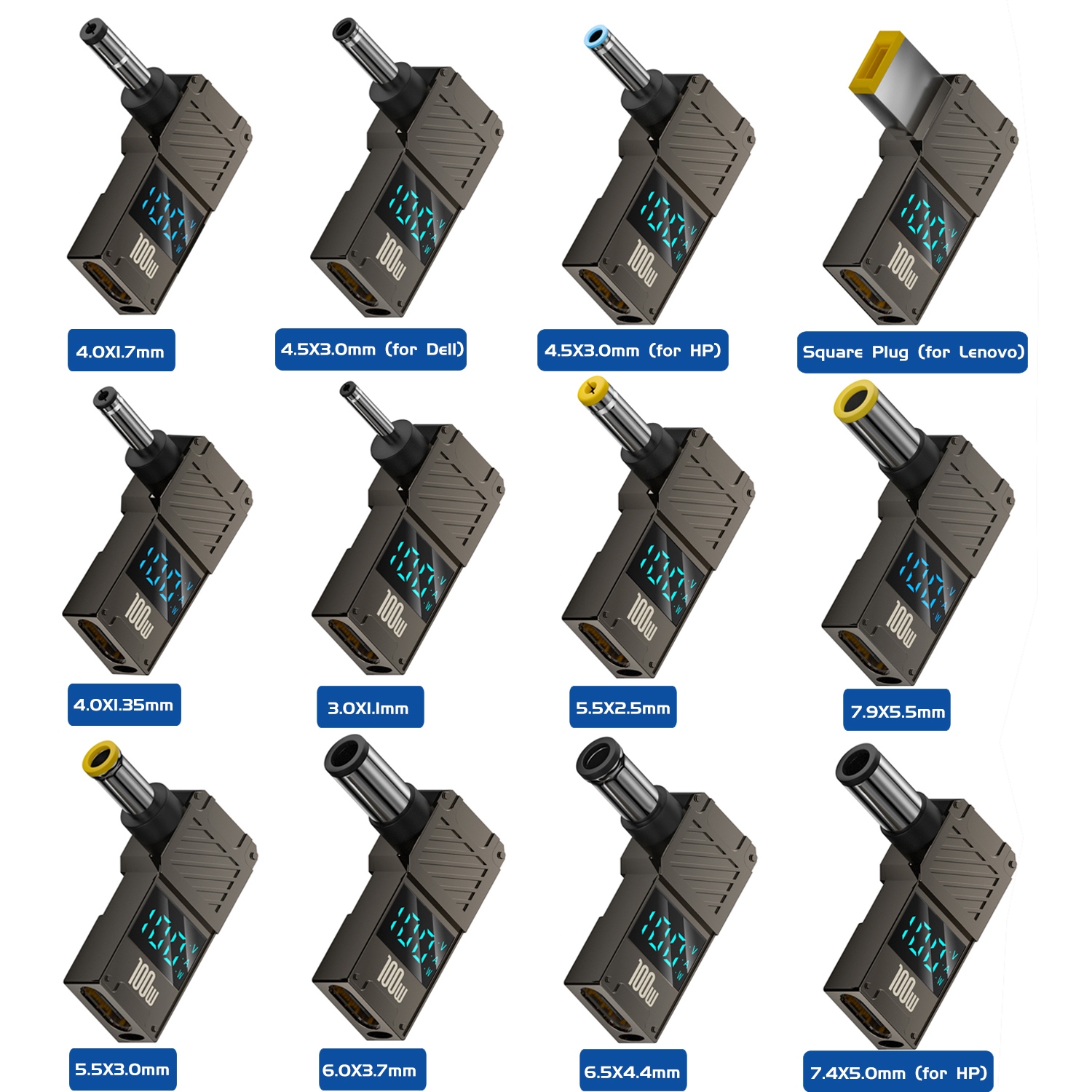 ​ Convertitore da spina PD100W da tipo C a CC Adattatore di ricarica da USB C a laptop Punta del connettore del caricatore di alimentazione per Lenovo Asus HP Dell Samsung