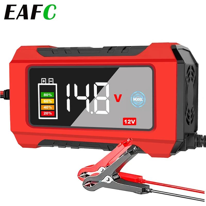 Cargador de batería de coche totalmente automático, reparación de pulso inteligente, AGM GEL para pantalla a Color, cargador de plomo y ácido húmedo, pantalla LCD, 12V, 6A