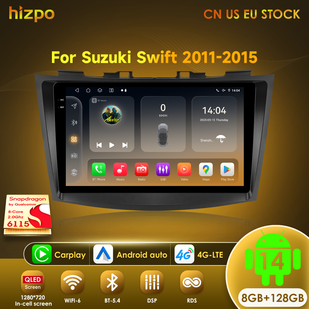 Hizpo autoradio lecteur multimédia pour Suzuki Swift 4 2011 2012 2013 2014 2015 Octa Core Android Auto GPS Navigation stéréo DSP