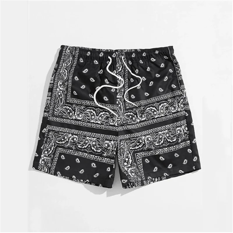 Trend Bandana Graphic Beach Short for Men Summer Fashion 3D Printed Swim Trunks Loose Casual Streetwear Hawaiian Short Pants