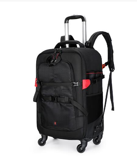 Bolsa de viaje para cámara de vídeo, mochila con rueda, almacenamiento de fotografía, lente, portátil, estudio fotográfico, 15,6 pulgadas