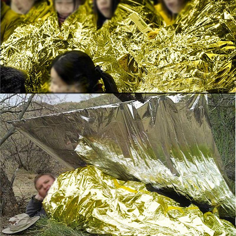 Manta de emergencia, alfombras impermeables para supervivencia, mantas térmicas para supervivencia y protección, Ideal para exteriores, senderismo, Camping