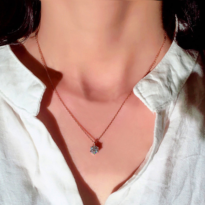 Huitan abbagliante 6 punte cristallo zircone donne ciondolo collana accessori da sposa di alta qualità regalo fantasia gioielli classici femminili