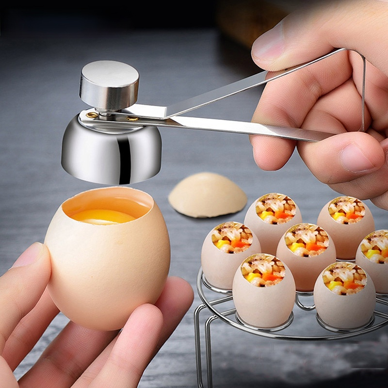 Pemotong puncak telur, baja tahan karat logam gunting telur rebus pembuka mentah alat dapur kreatif aksesoris gadget keren