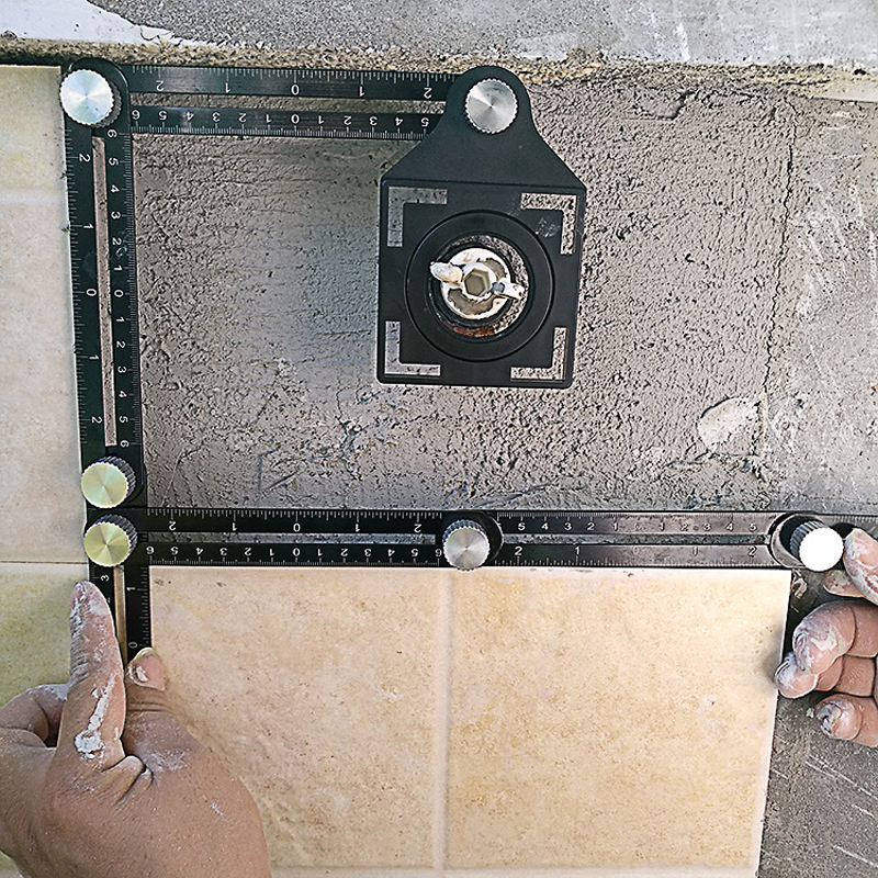 6 Fold Angle Measuring Ruler Aluminum Alloy Perforated Template Construction Tool for Tile Hole Drilling Guide