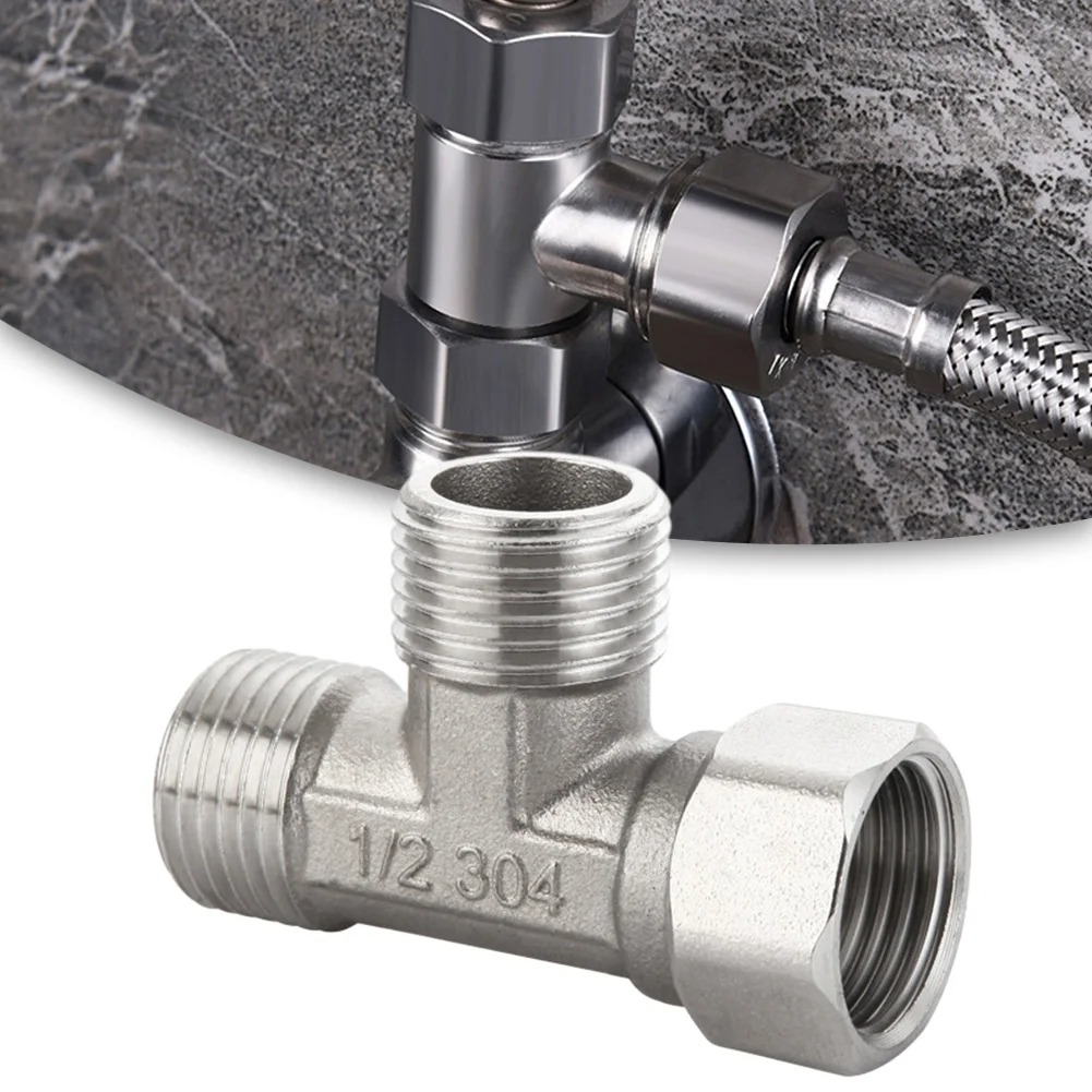 Adapter T ze stali nierdzewnej G1/2 "zawór T-zawór przełączający trójdrożny otwór urządzenia do wanny bidet spryskiwacz prysznic