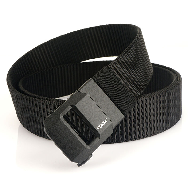 Goodhopes Men Belt Canvas Outdoor Tactical Adjustable Belt Nylon Ratchet Belts with Automatic Buckle Adjustable for Men belt