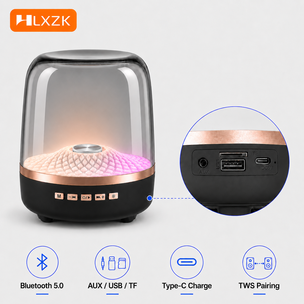 2026 ポータブルワイヤレスサウンドバー Bluetooth 5.0 ホームシアター TWS スピーカー Hi-Fi アコースティックブリージングランプサブウーファー Android & IOS 対応