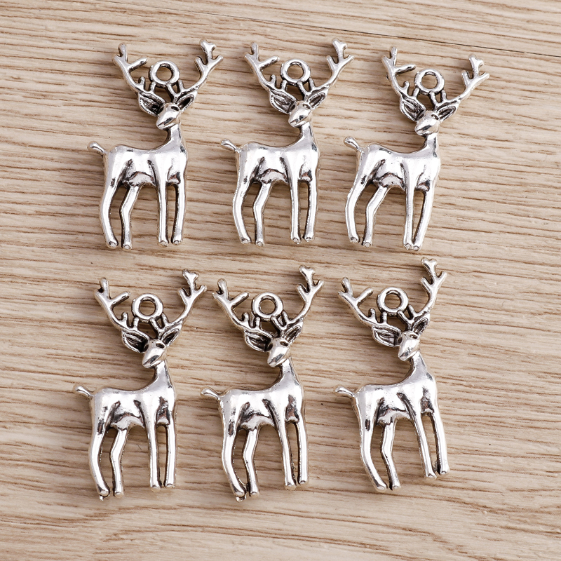 10 sztuk 11x31mm Cartoon Animal Charms Alloy Deer Charms wisiorki do tworzenia biżuterii kolczyki naszyjnik DIY Handmade Crafts Supplies
