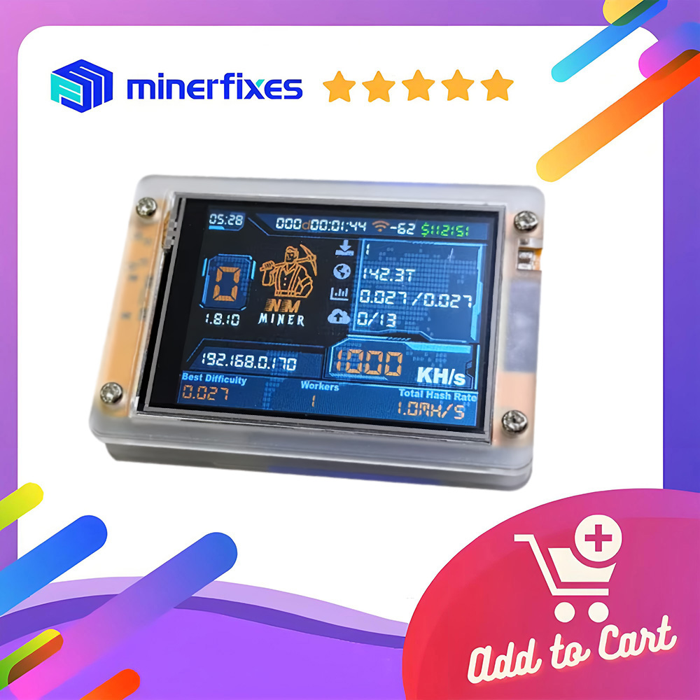 NMMiner NerdMiner V2 Hashrate Lucky Miner ESP32 Máquina de Mineração de Criptomoedas de 2.8 polegadas 1000KH/S para Mineração Solo de Bitcoin BTC Lottery