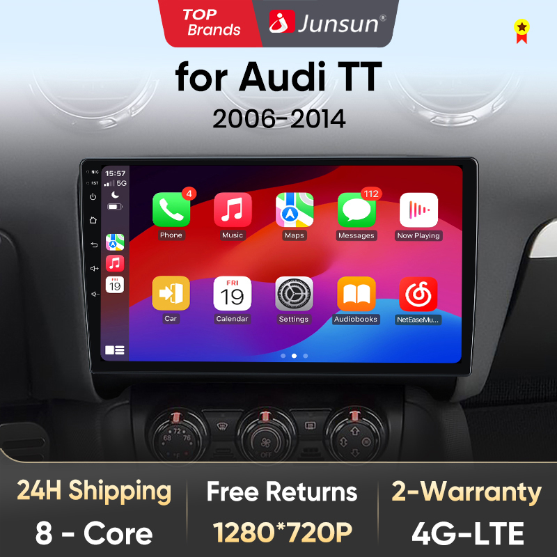 Junsun V1 Wireless CarPlay Android Auto Radio für Audi TT MK2 2006 2007 2008 2009 2010-2014 4G Auto Intelligente Systeme GPS DSP