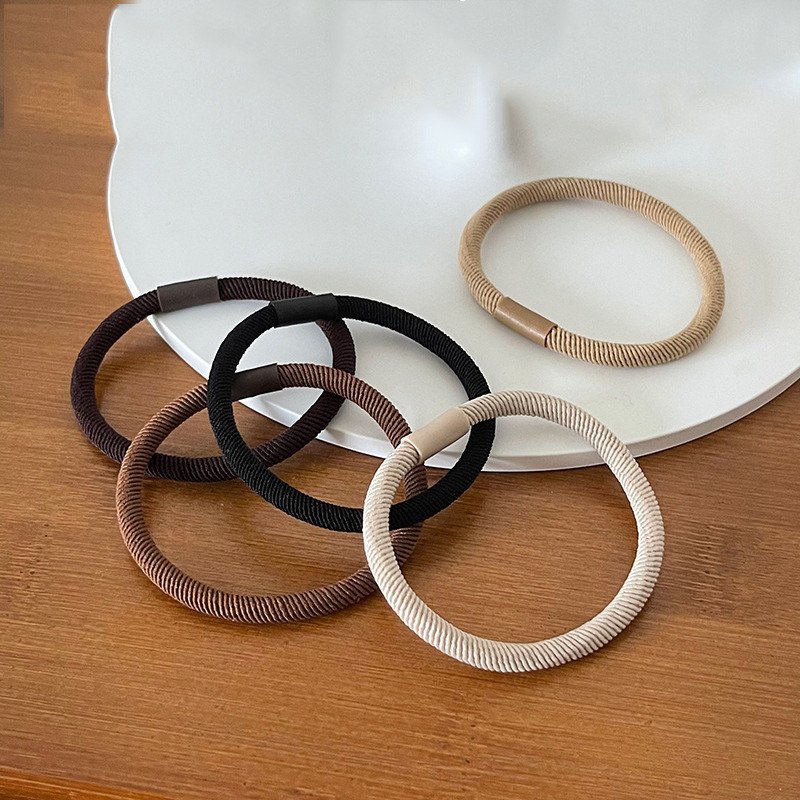 5 stücke Braun Farbe Twill Elastische Gummi Haar Bands Koreanische Einfache Haar Seil Stretch Frauen Haar Krawatten Scrunchies Pferdeschwanz Halter
