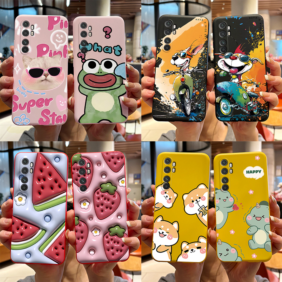 Voor Xiaomi Mi Note 10 Lite Case Schattige Beer Cartoon Kikker Gedrukt TPU Back Cover Voor Xiaomi Note 10 Pro Note 10 lite Telefoon Case Funda