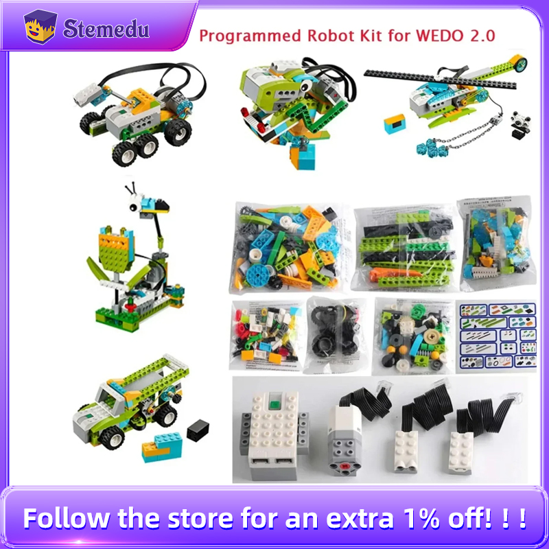 STEM We-do2.0 45300 Core Programming Kit Compatibel legoed Onderwijs Bouwstenen Kit met 280 stks & Sensoren Elektronische Bakstenen