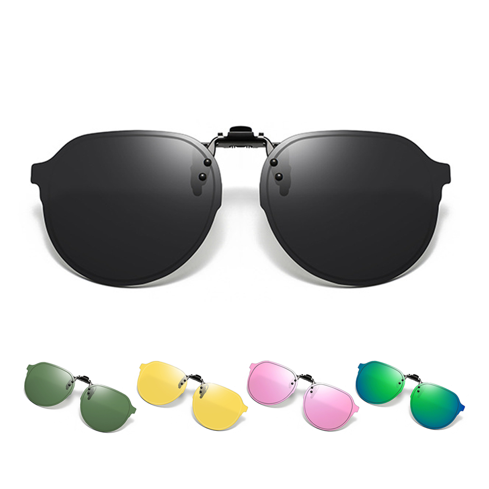 VIVIBEE Big Size Polarized Flip Up Clip On Sunglasses Pilot UV400 Anti Glare Night Vision Driving Goggles Fishing Accessory