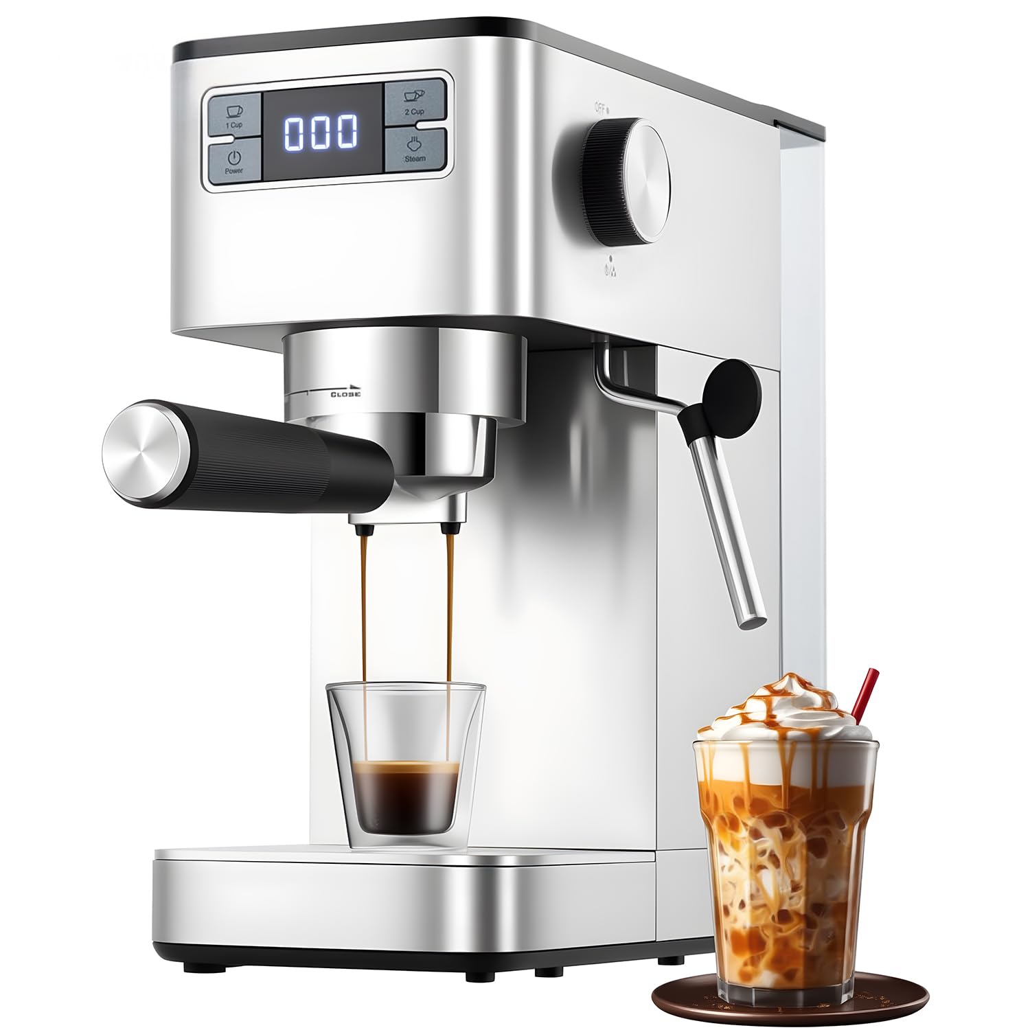 Máquina de Espresso, Cafeteira Barista com Bomba de 15 Bar e Espumador de Leite para Lattes e Cappuccinos, Tanque de Água de 1,4L