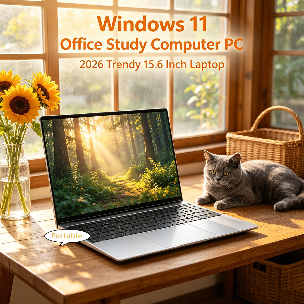 Inflexible Sturdy 15.6" Portable Laptop Windows11 Notebook 32GB DDR4 2TB SSD Pc Gamer Office Computer Intel 4405U