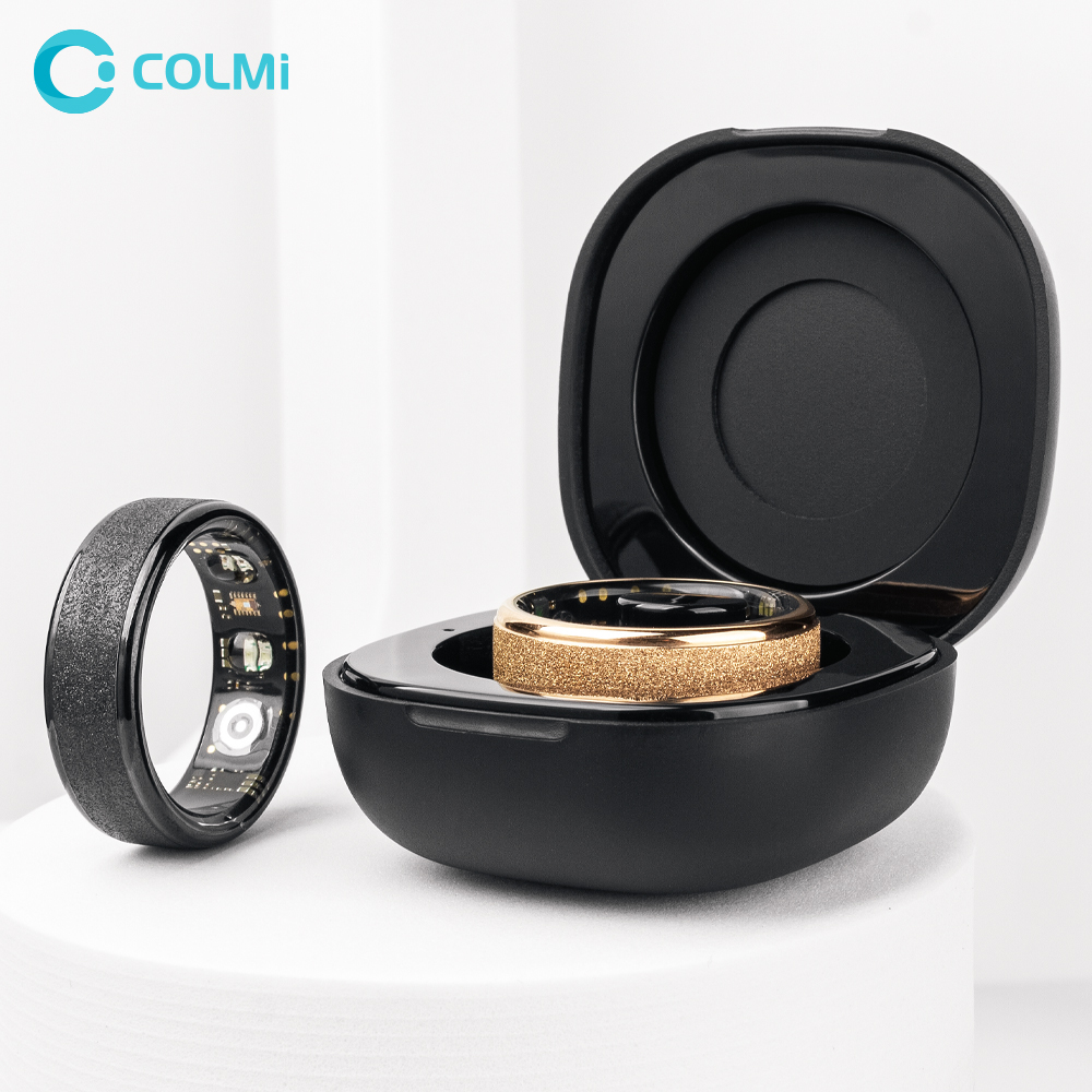 Anel inteligente COLMI R10 com estojo de carregamento para homens e mulheres, monitor de saúde e sono, 5ATM à prova d'água, modo multiesporte