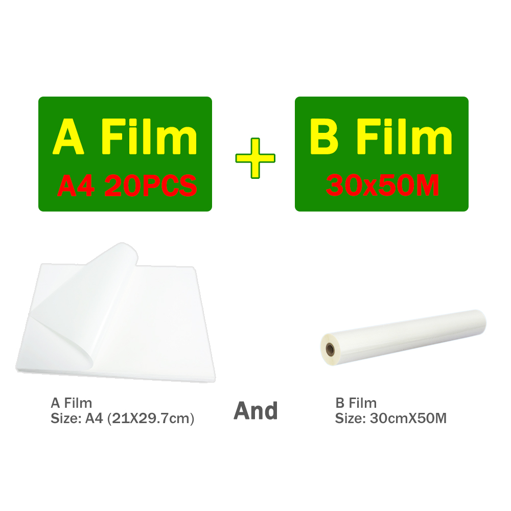 УФ-переносная наклейка DTF AB FILM kit A4 20PCS+B FILM подходит для планшетного УФ-принтера A3 20 A FILM+30X50CM B FILM set