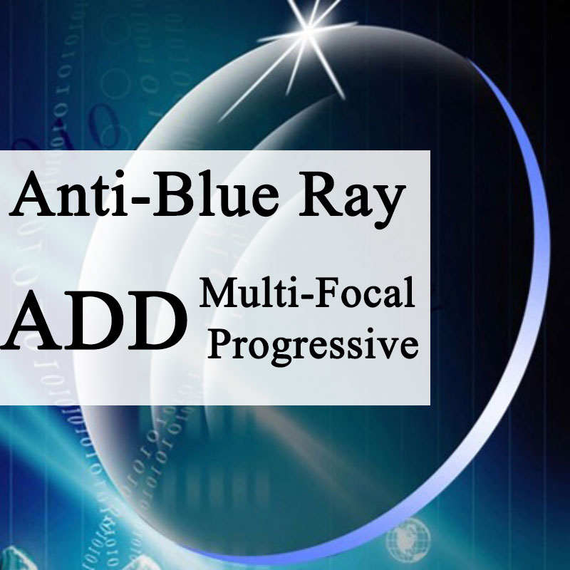 ปรับแต่งคู่เลนส์ Progressive Multi-Focus & Anti-Blue Light สายตาสั้นสายตายาวป้องกันรอยขีดข่วน 1.56 1.61 1.67 Index