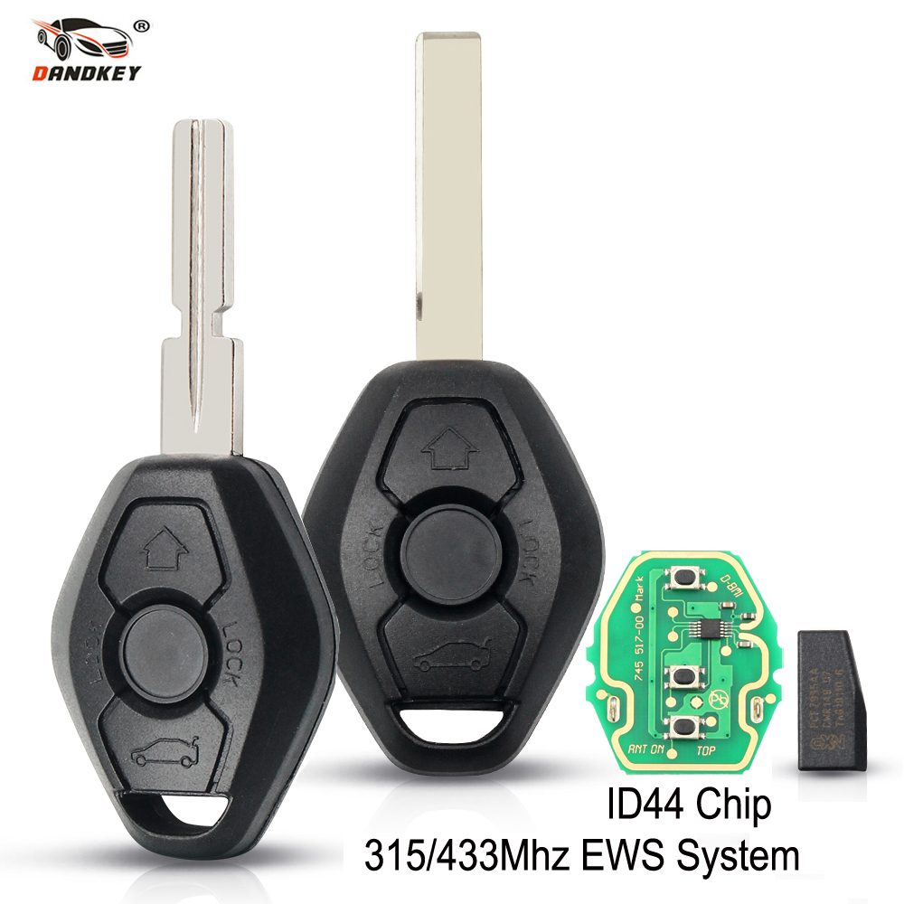 Dandkey para bmw sistema ews 1 3 5 7 x série 7s x3 x5 z3 z4 e38 e39 e46 chave de controle remoto 3 botões placa circuito 315/433mhz id44