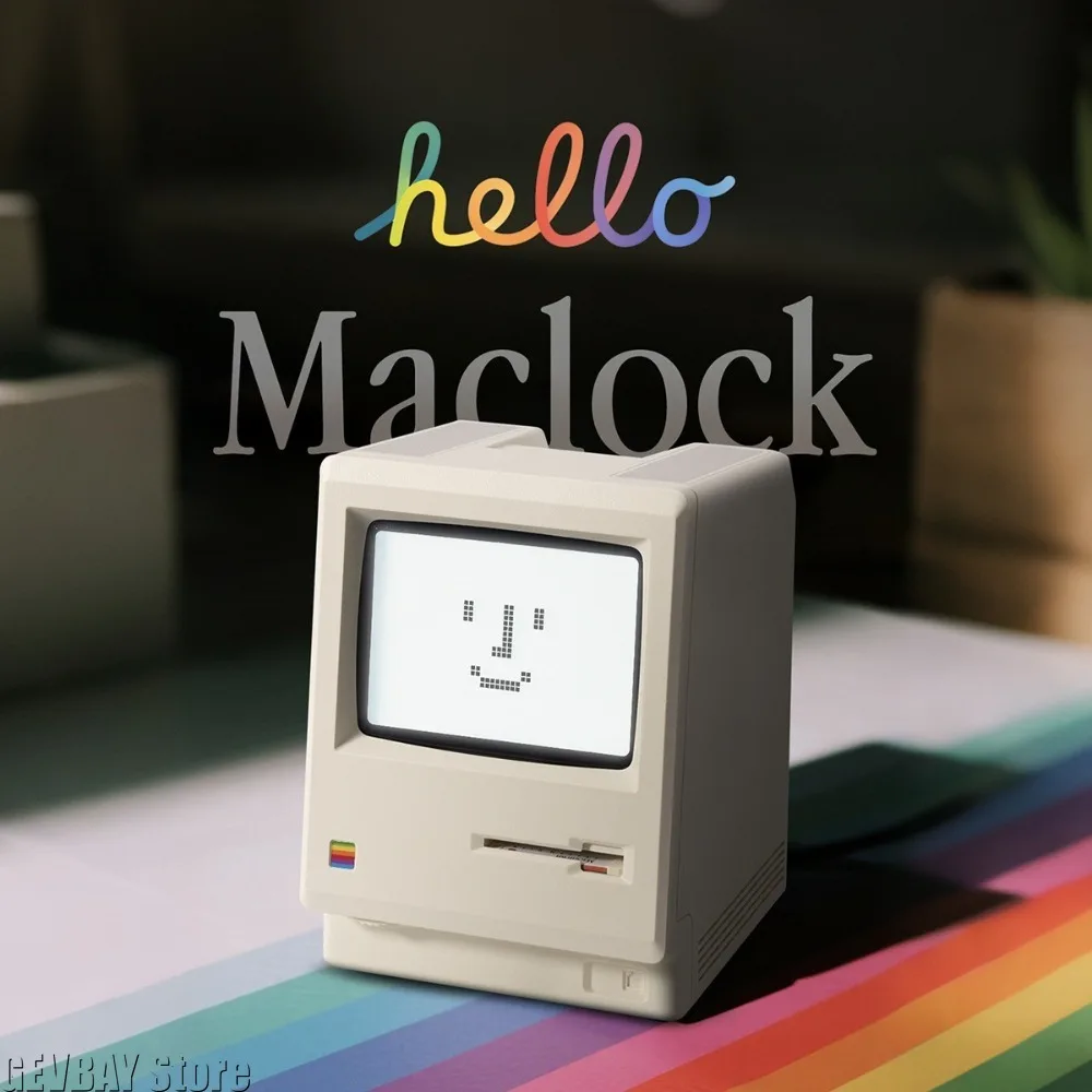 Maclock rétro réveil créatif réveil artefact étudiants décor de bureau horloge électronique ordinateur clavier accessoires cadeau