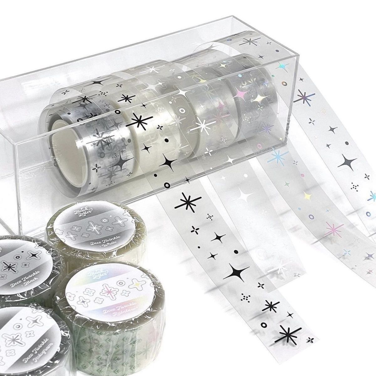Stereoscopic Silver Stamping Transparent PET Kawaii Washi Tape 3M DIY Hand Tent Tape Sticker Kpop Decorative Stickers Stationery