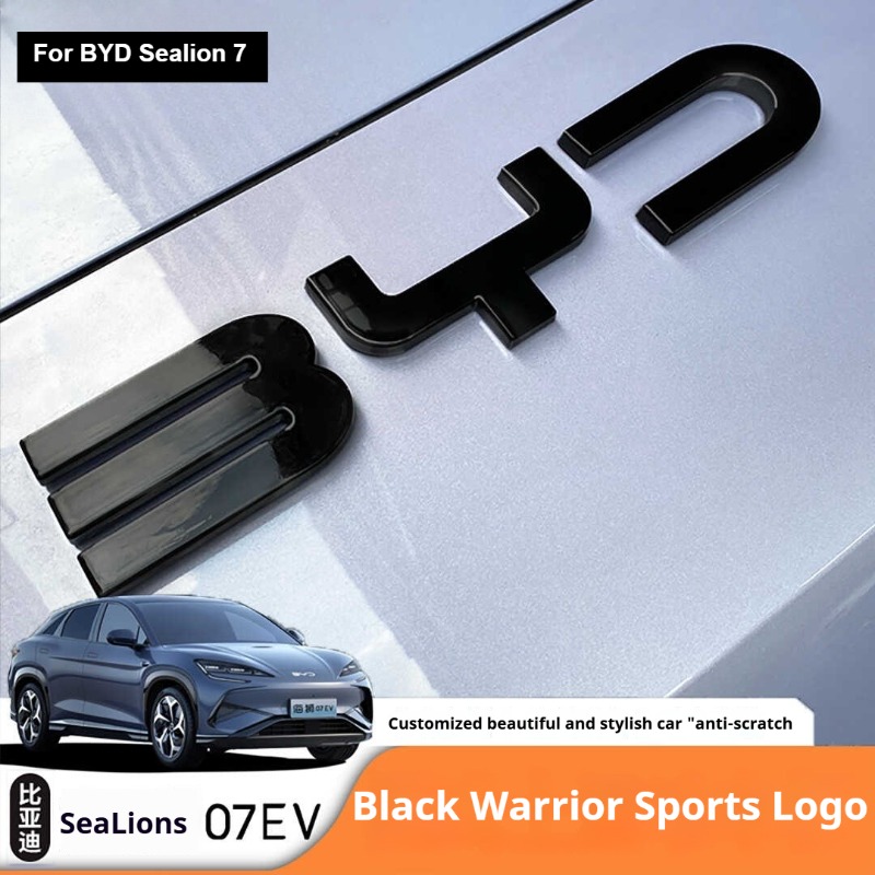 Voor BYD Sealion 7 EV Auto Zwart Front Emblem Black Warrior Achter Badge Modificatie Die Stijlen Staart Logo Blackout Auto Badge