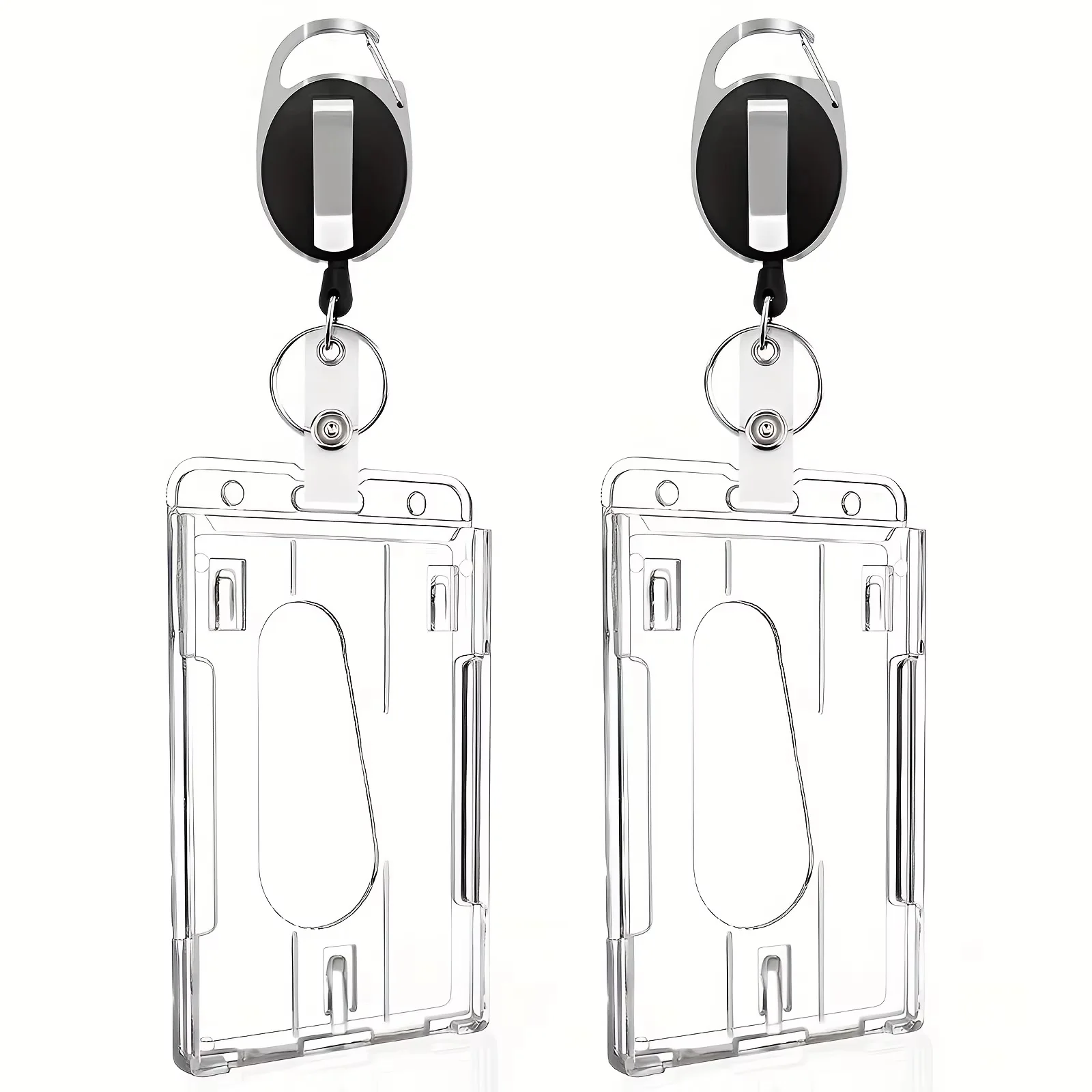 2/4pcs Heavy-Duty Badge Holders with Retractable Clip - Transparent, Scratch-Proof ID & Keychain Cases for Students, Bank Cards