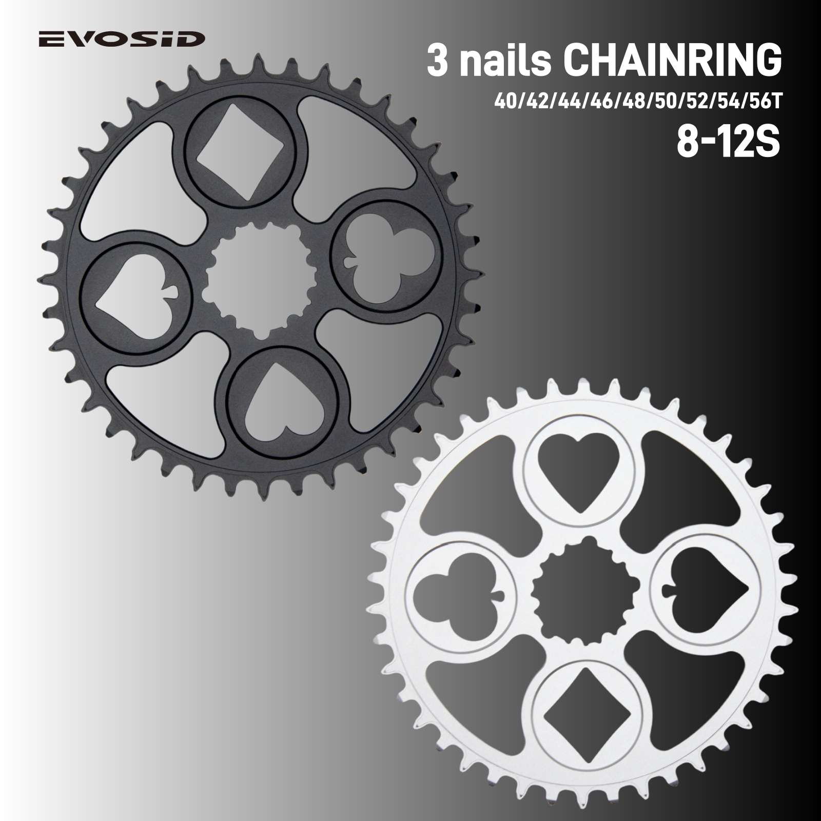 EVOSID แผนที่จักรยานล้อ 8-12Speed Crown พับจักรยาน Chainring 40/42/44/46/48/50T แคบกว้าง SprocketWheel