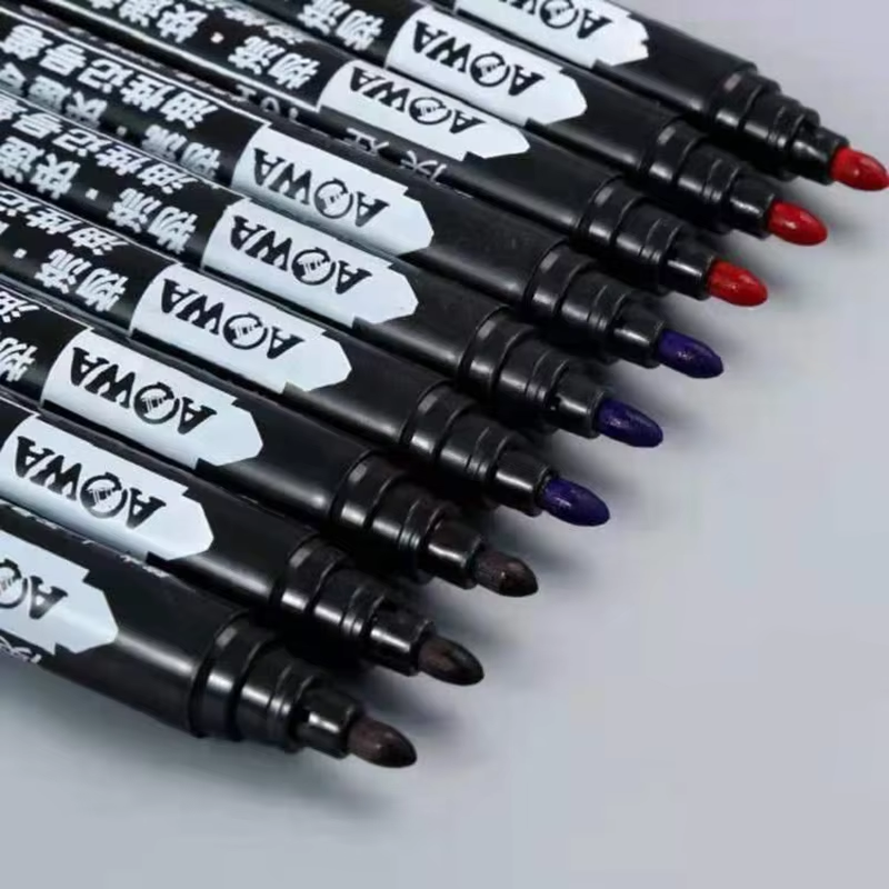 3/9 pçs caneta marcador de tinta permanente à prova dwaterproof água caneta preta para pneus marcadores oleosos secagem rápida assinatura caneta artigos de papelaria suprimentos
