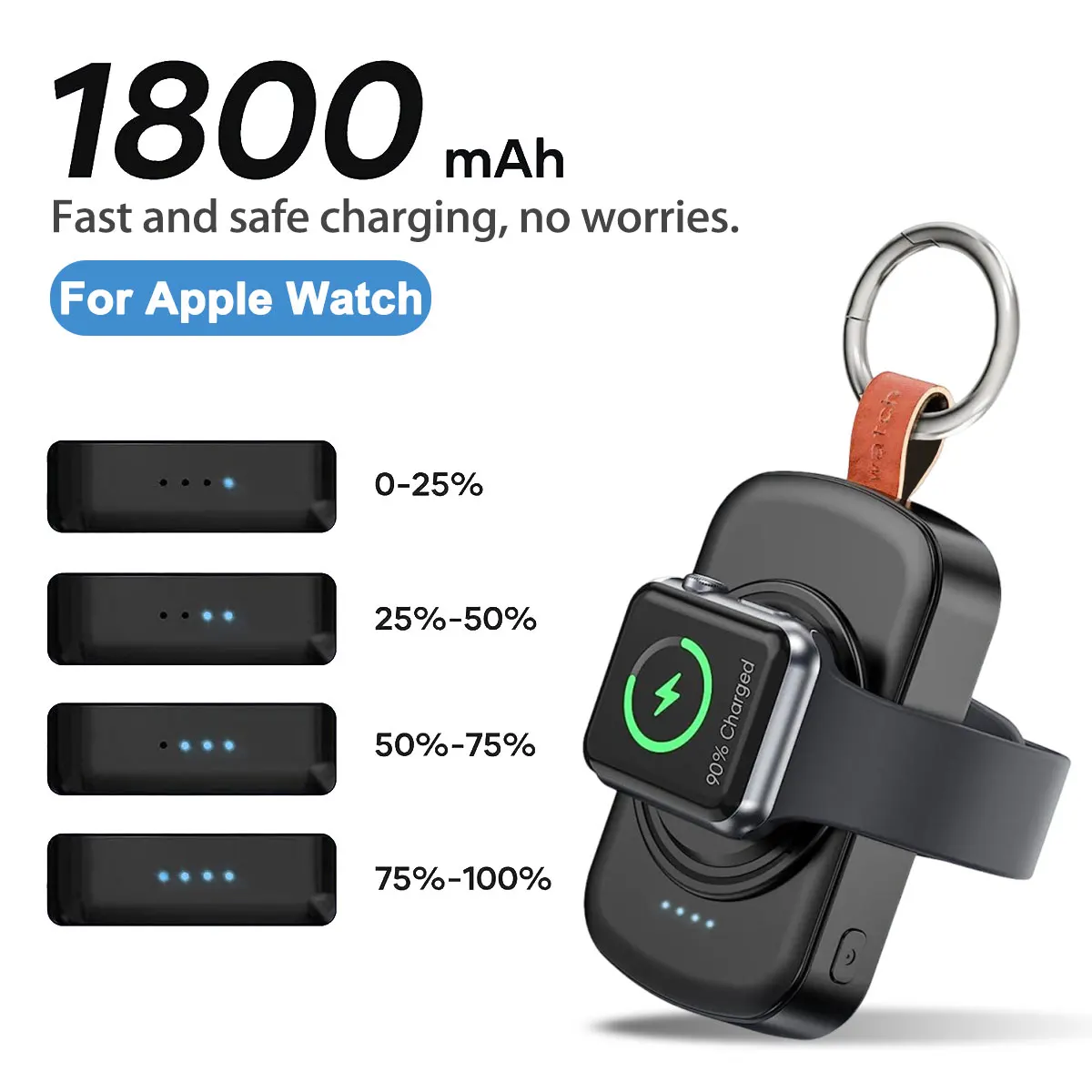 Chargeur magnétique portable sans fil rapide 1800 mAh pour Apple Watch Series 11 10 9 8 7 6 SE, chargeur Type-C pour iWatch Ultra 3 2