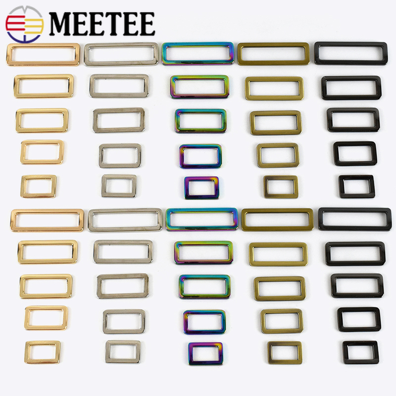 Meetee 5/10/20Pcs Metal Webbing Adjuster Buckles Square Bag Backpack Strap Buckle Dog Collar Clasps DIY Hardware Accessories