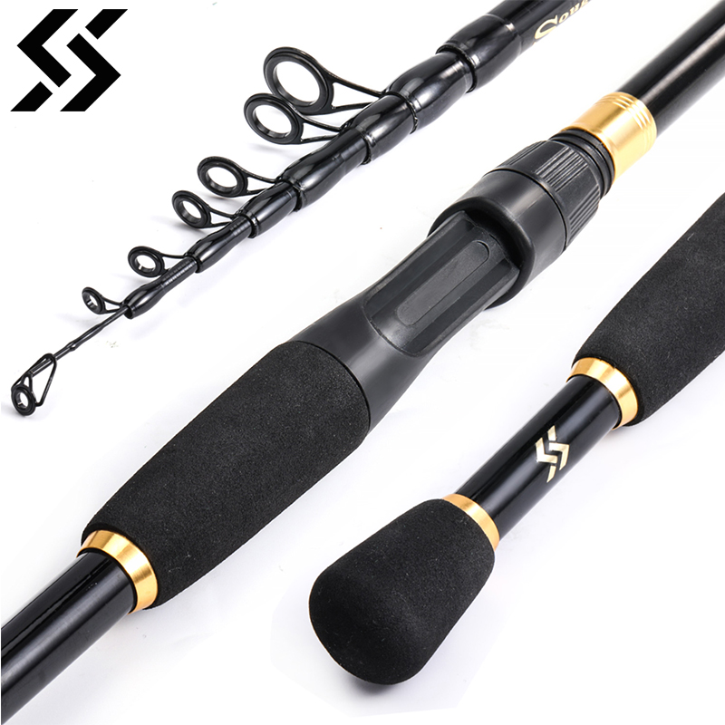 Sougayilang 1.8-2.4m Telescopic Fishing Rods Ultra light Spinning Casting Carbon Pole Fishing Accessories Lure Weight 10-30g