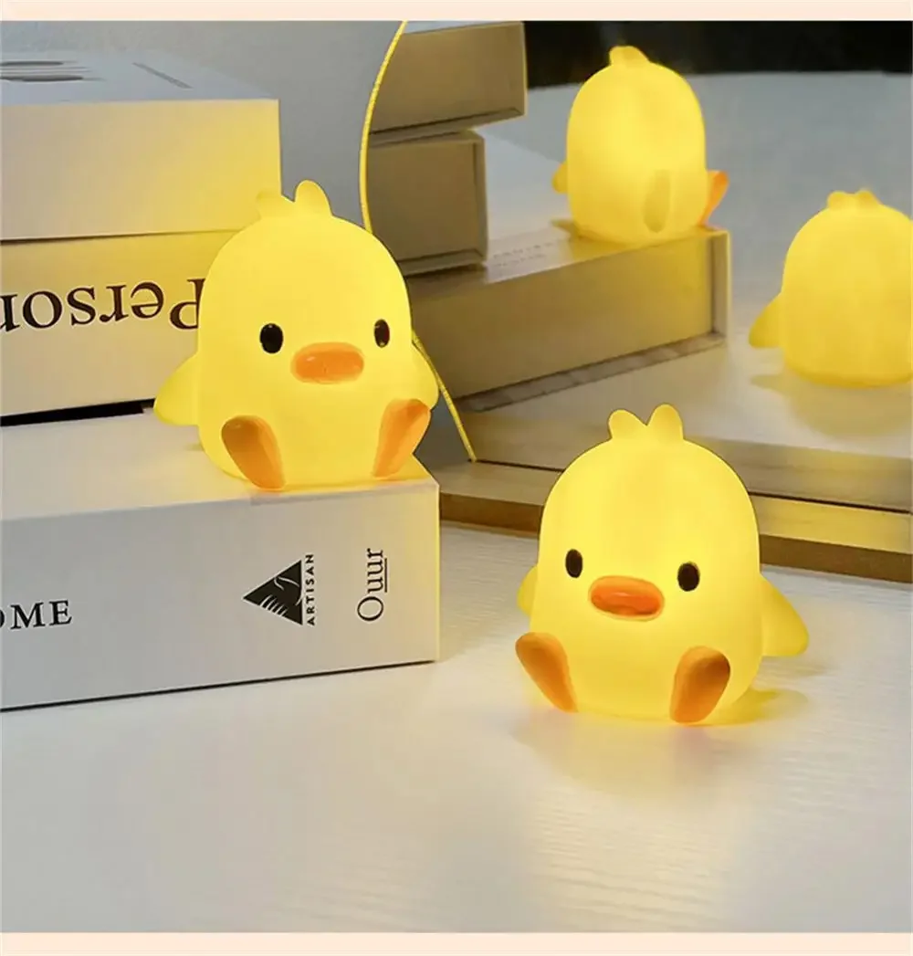 Pato luz da noite decoração do quarto bonito dos desenhos animados animal luz da noite presentes de natal para o quarto das crianças lâmpada de cabeceira dormir