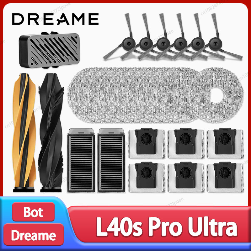 Dreame L40s Ultra / L40s Pro Ultra accesorios de repuesto para aspiradora Cepillo Lateral principal filtro HEPA paños de fregona bolsa de polvo de repuesto