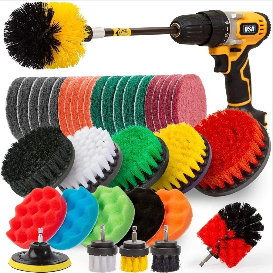 Accesorios de cepillo de taladro eléctrico, juego de cepillo eléctrico para lavado de coches, pulidor de coche, Kit de limpieza de cocina, Herramientas de limpieza de inodoro