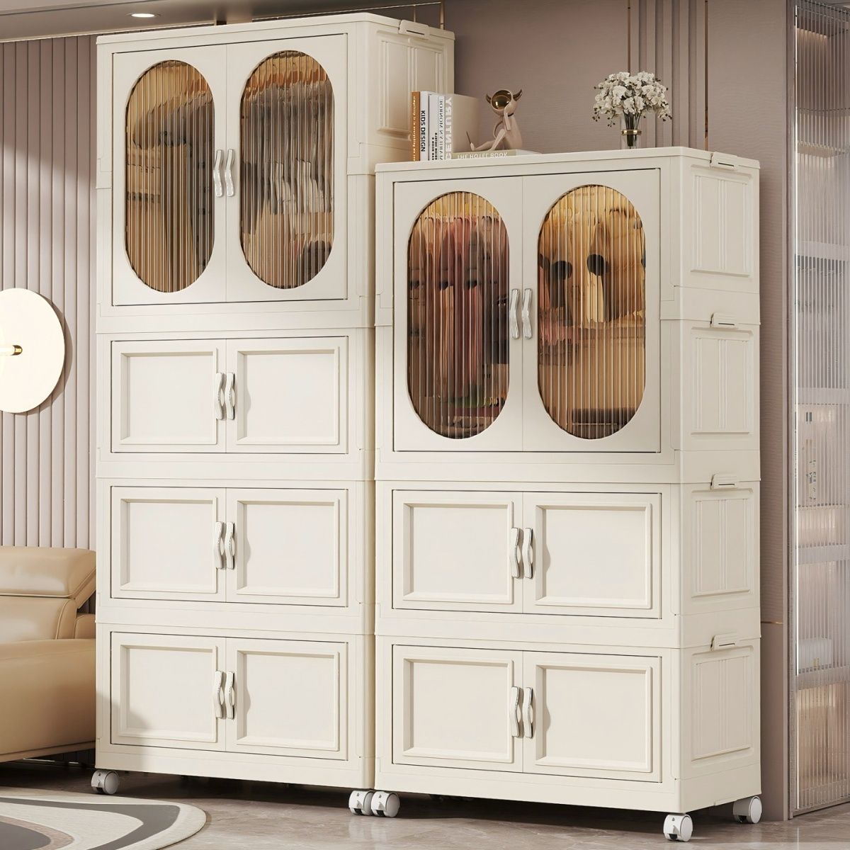 Foldable Baby Closet Plastic Infant Wardrobe Children's Clothing Storage Cabinet for Home Bedroom No Installation Needed