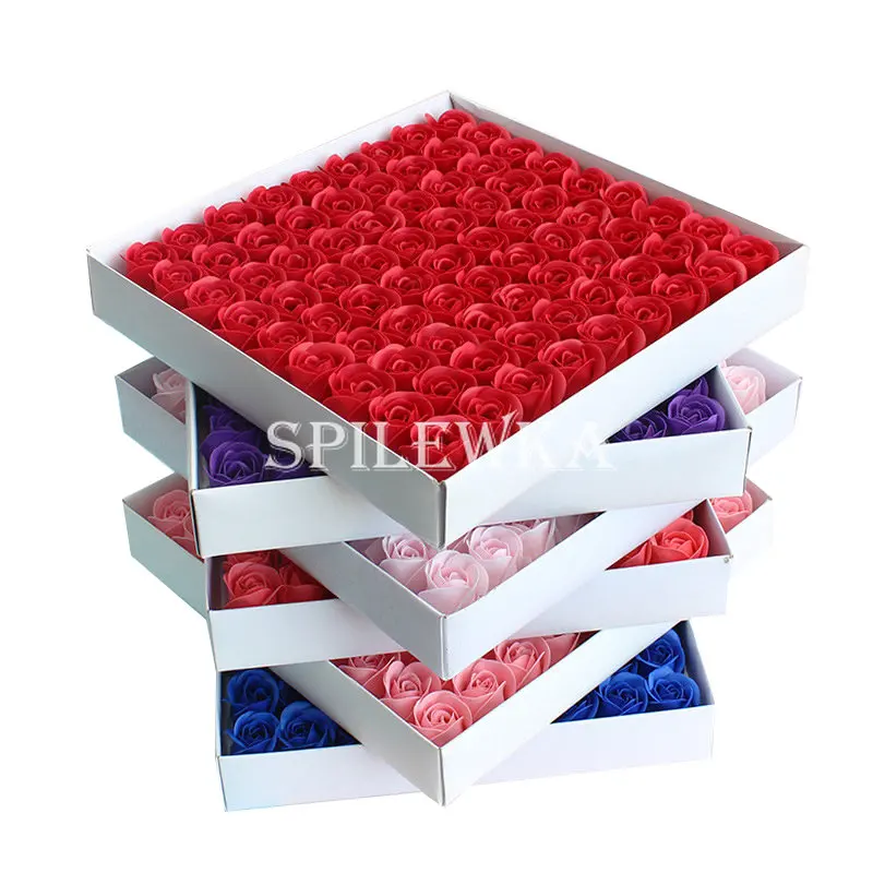 81 stücke Drei-Schicht Keine Blume Basis Rose Seife Blume Kopf Dekoration Blume Box Hochzeit Bouquet Valentinstag Künstliche blume