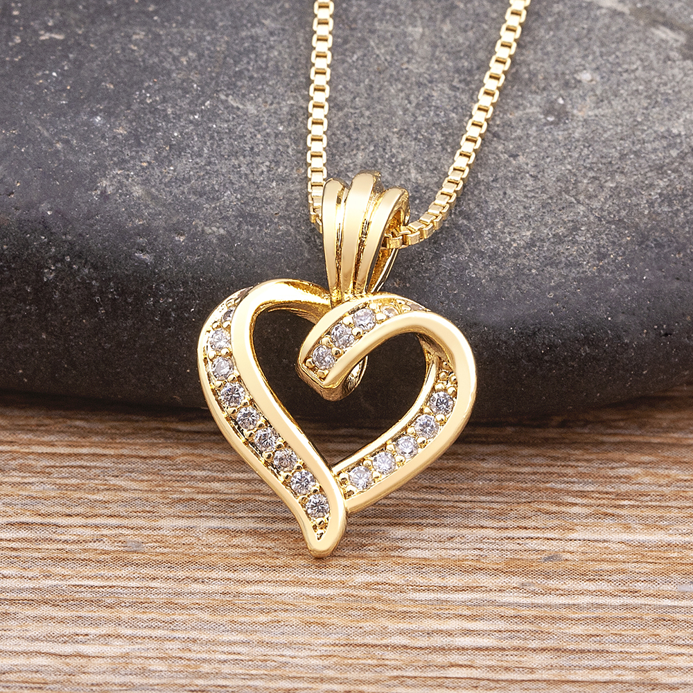 Nidin Kalung Liontin Hati Desain Spiral Kreatif Fashion untuk Wanita Pecinta Choker Rantai Tulang Selangka Perhiasan Zirkon Lucu Wanita