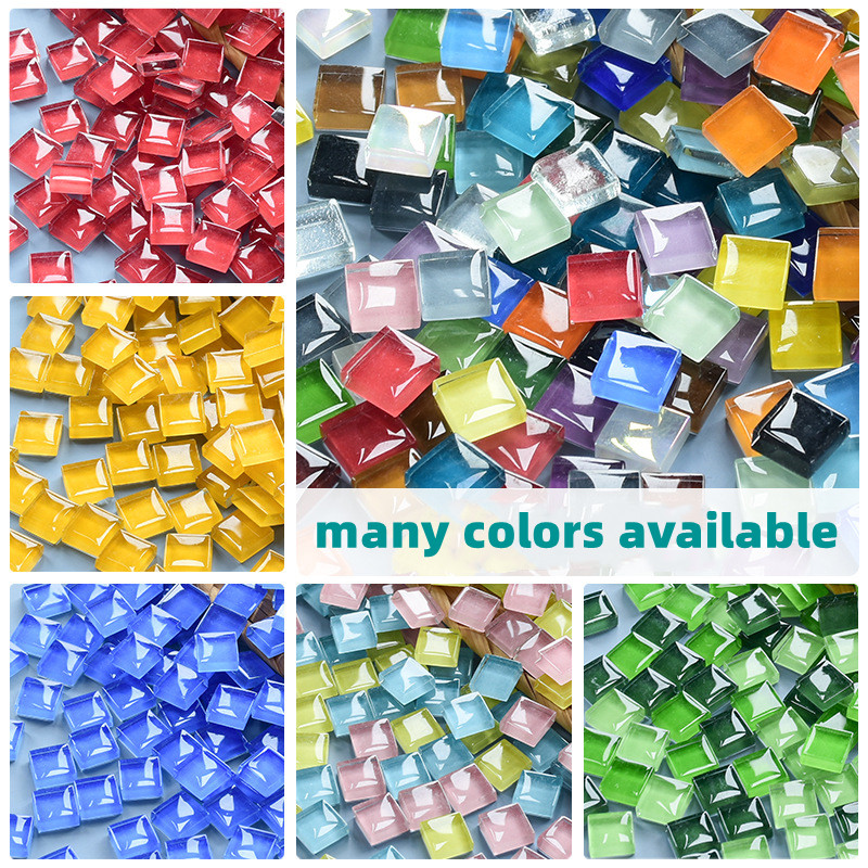 50 pièces de pierres de mosaïque colorées en verre de cristal carrées, bricolage fait à la main, accessoires de décoration créatifs pour enfants, autocollants