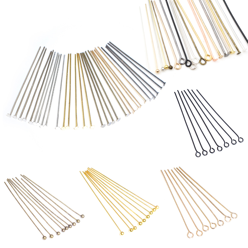 200 sztuk/partia 16 20 25 30 35 40 45 50mm płaskie głowy/głowica kulowa oczu głowy szpilki metalowe szpilki do tworzenia biżuterii ustaleń DIY akcesoria