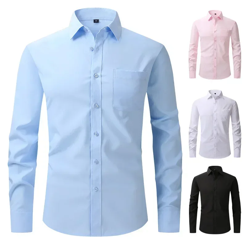 Chemise élastique à manches longues pour hommes, affaires et loisirs, coupe couvertes, robe professionnelle, style saisonnier le plus vendu, taille américaine, nouveau