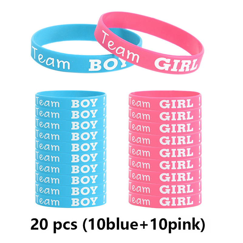 20 stuks geslacht onthullen siliconen armbanden team jongen team meisje polsbandje party games cadeau decoratie jongen of meisje baby shower gunsten