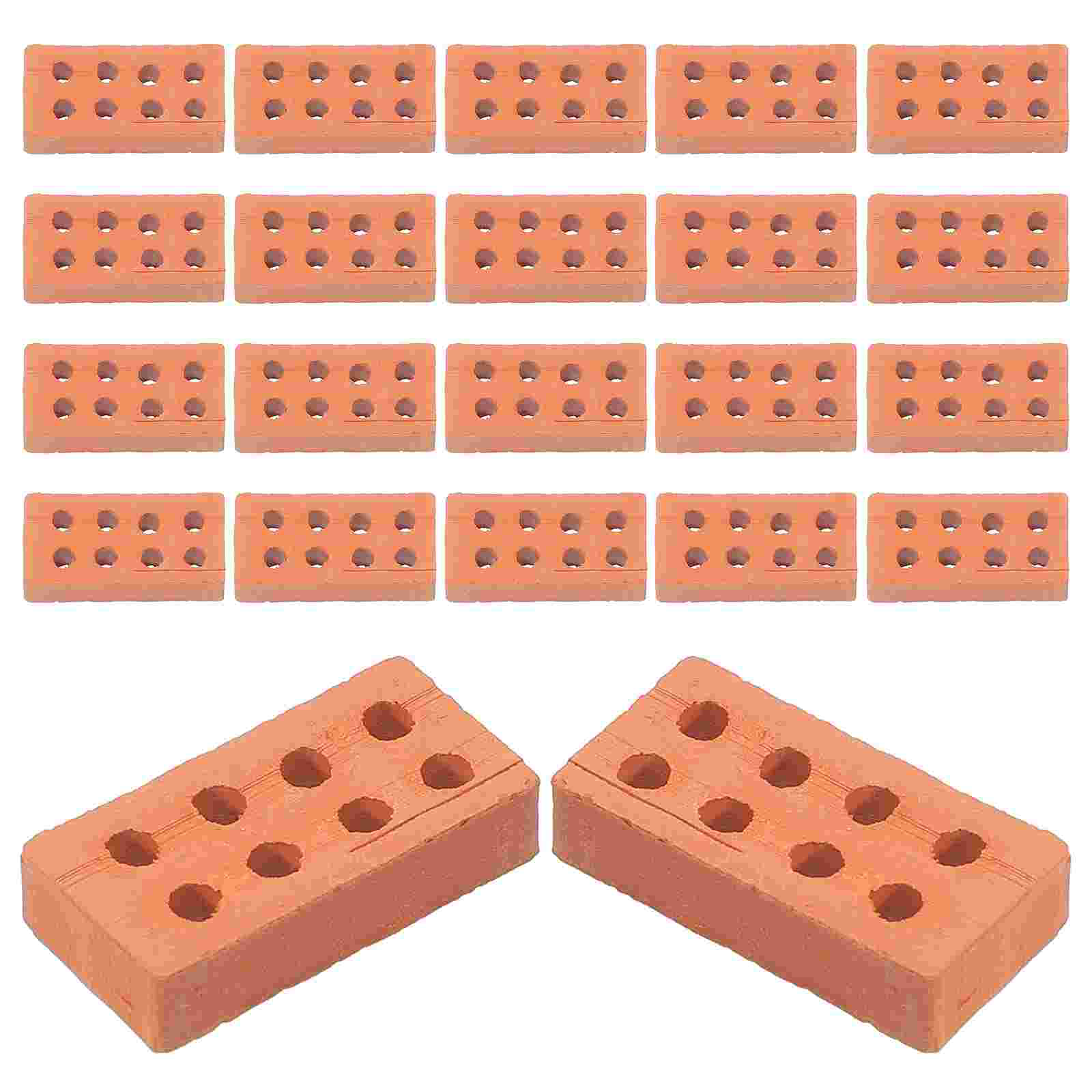 Mini ladrillos rojos de pared de ladrillo para niños, 50 piezas, modelo falso, arcilla Artificial, diseño hecho a mano, decoraciones